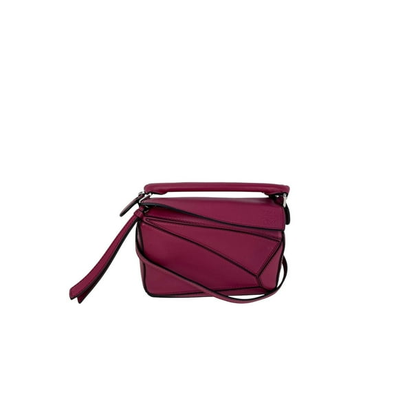 Pre-Owned Loewe Calfskin Mini Crimson Puzzle Crossbody Bag
