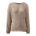 thumbnail image 5 of Women's Lightweight Hollow Out Knit Beach Cover Up Long Sleeve Casual Loose Fit Summer T-Shirt For Outing Oversized T-shirts Short Sleeve Crewneck Casual Tops, 5 of 6
