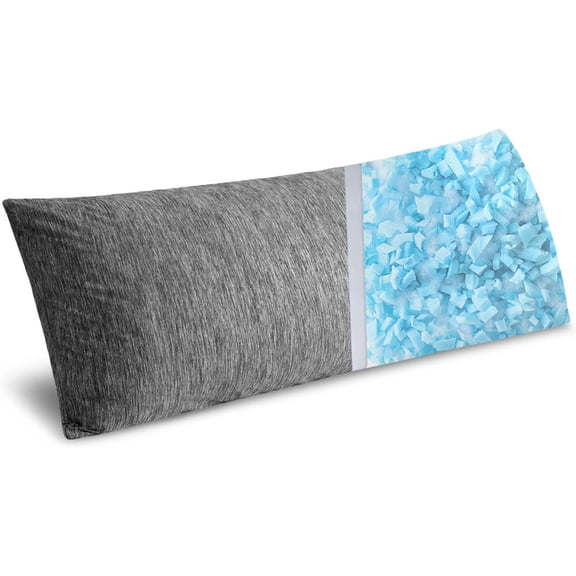 Memory Foam Body Pillow for Adults, Cooling Long Full Side Sleeper,Bed,Sleeping,Back and Stomach - 20x54 Inch Grey
