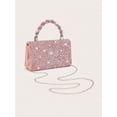 thumbnail image 2 of REMANLAND Women's Sparkling Textured Evening Handbag with Braided Top Handle, Pink, 2 of 7