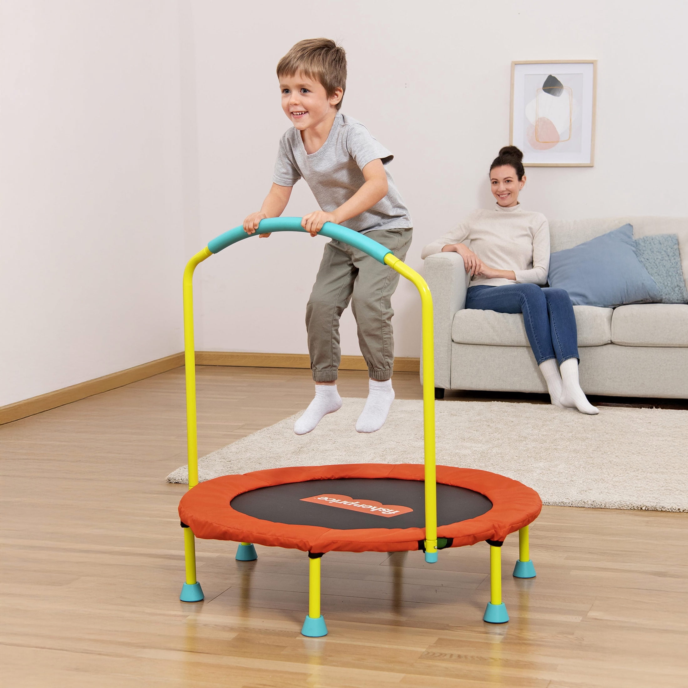 Open Box Fisher-Price WonderJump 36" Round Indoor Mini Trampoline, Multicolor