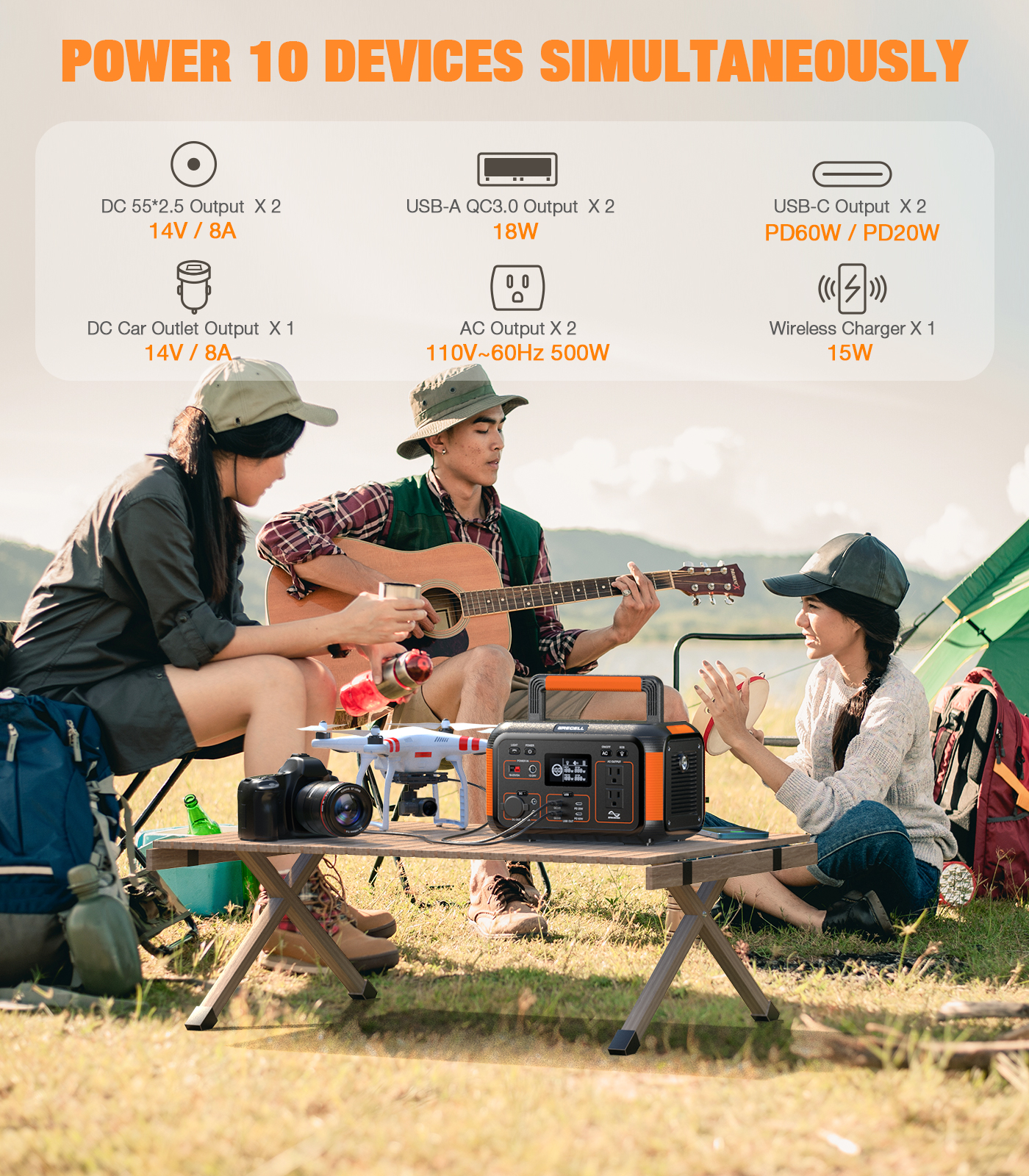 GRECELL 500W Continuous 1000W Peak Solar Generator