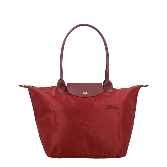 Longchamp Le Pliage Green Canvas Tote, Red
