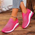 thumbnail image 5 of Willtoo Women's Glittery Rhinestone Fashion Breathable Wedge Sneakers Summer Butterfly Embroidered Bling Sneakers for Women Sparkly Mesh Slip-on Walking Sneaker Hot Pink, 5 of 6