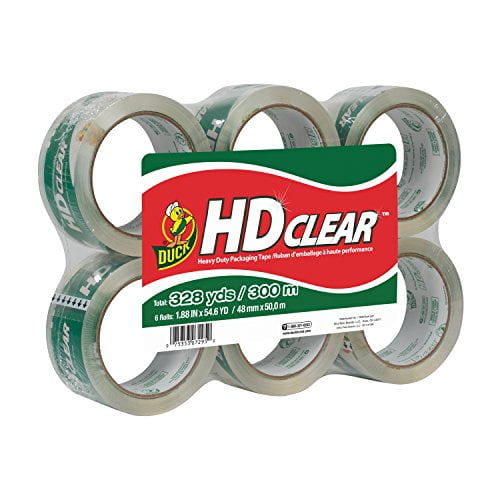 Pack of 2 Duck HD Clear Heavy Duty Packing Tape Refill 6 Rolls 441962 1.88 Inch x 54.6 Yard, 