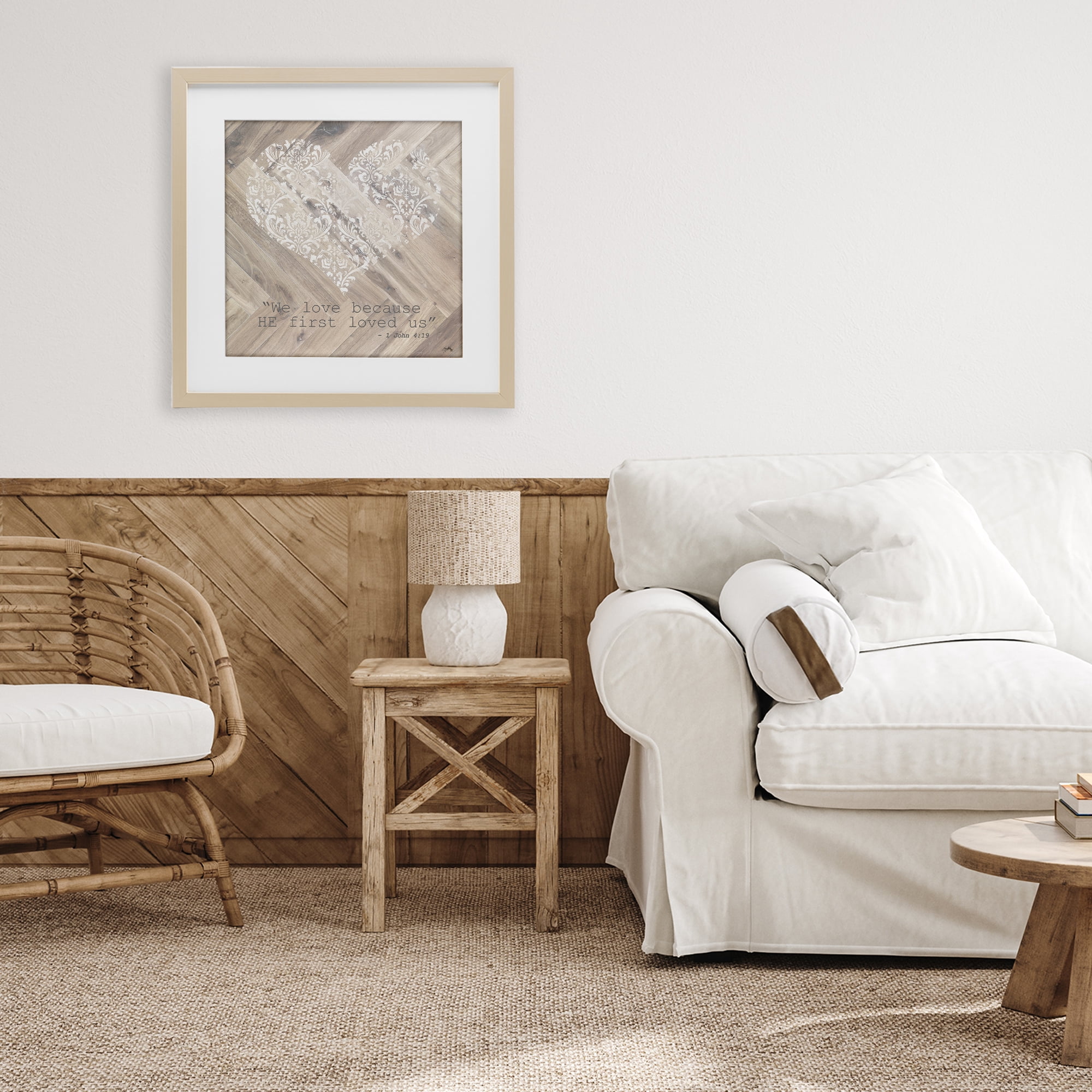 Stupell Industries He Loved Us First Birch Framed Print Under Glass, design by Elizabeth Medley
