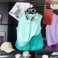 thumbnail image 2 of Girls Athletic Sets Summer Sleeveless Shorts, Toddler Kids Outfit Set 2 Piece Cool Feeling, Green Size 5-6 Years, 2 of 6