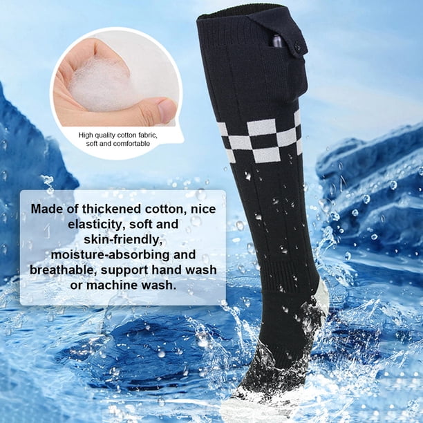 Chaussettes Chauffantes USB – 55°C, Coton/polyester/spandex, Noir, 9x20x23 Cm, Recharge 5V, Pour Ski, Vélo, Randonnée