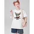 thumbnail image 1 of Letter Print Women's Casual Summer Top - Animal Pattern Knit Fabric Round Neckline T-Shirt for All Seasons, 1 of 5