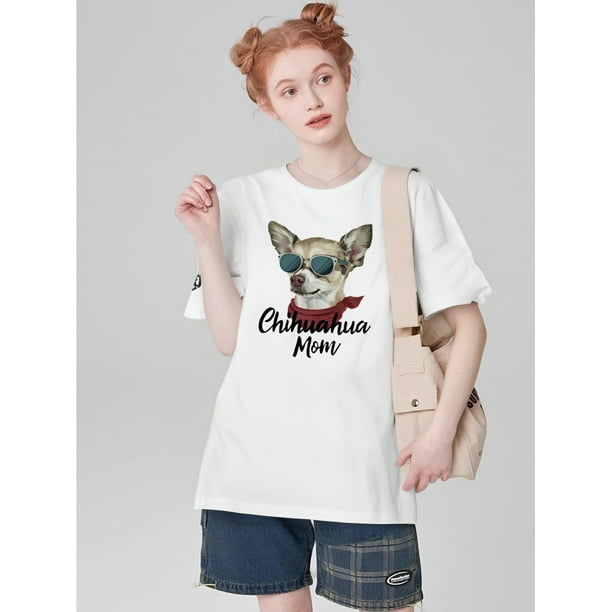 Letter Print Women's Casual Summer Top - Animal Pattern Knit Fabric Round Neckline T-Shirt for All Seasons