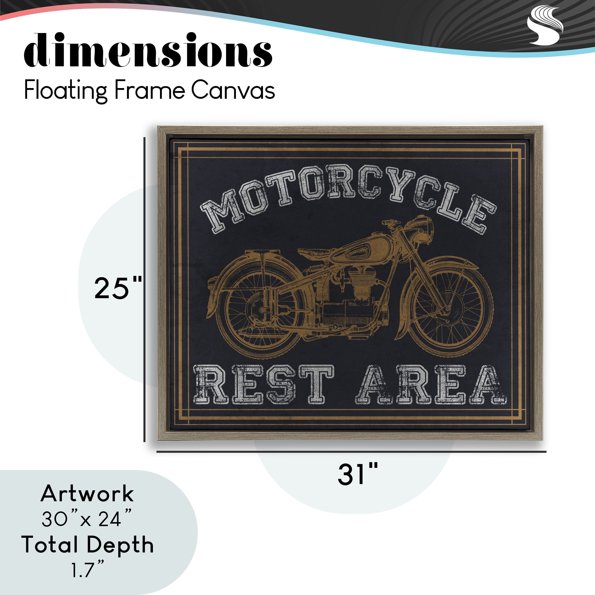 Stupell Industries Motorcycle Rest Area Brown Framed Floater Canvas Wall Art, design by Marcus Prime