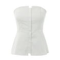 thumbnail image 4 of Solid Color Tube Sleeveless Slim Adjustable Zipper Tops - Ribbed Design with Moisture-Wicking Fabric, 4 of 5