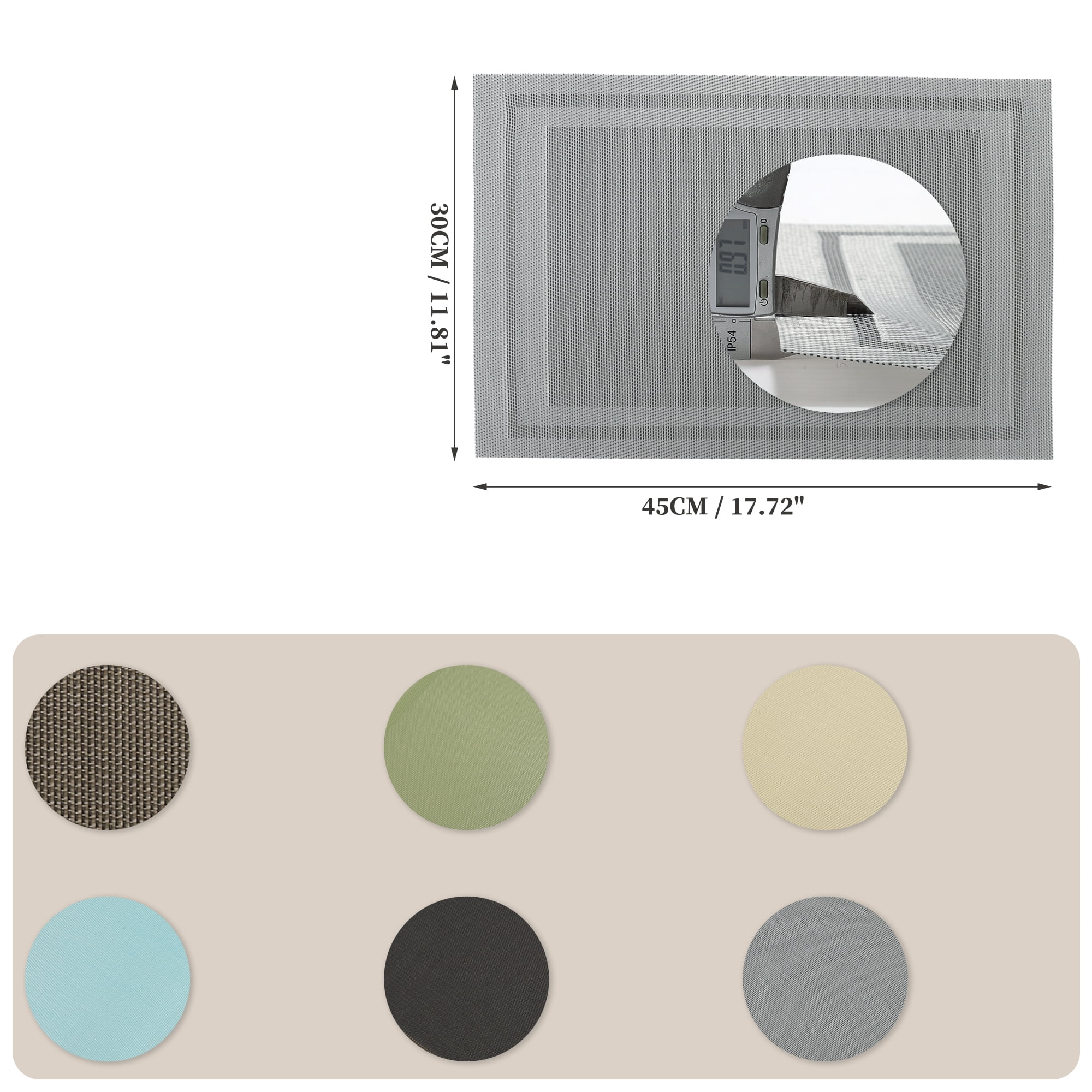 Unique Bargains 4 Pcs Double Frame Placemats PET Place Mats for Kitchen Dining Gray