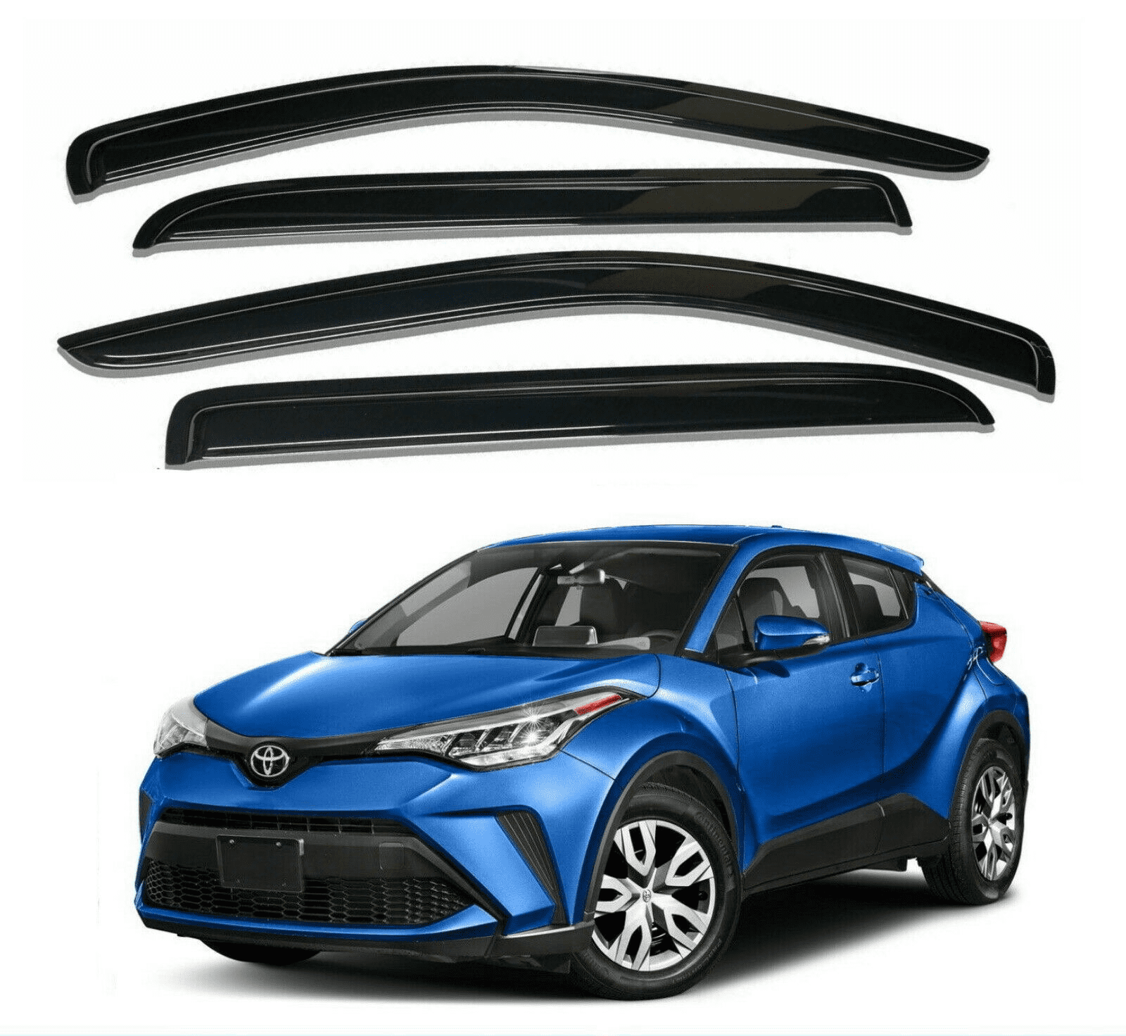 Smoke Black Side Window Visor Wind Vent Deflectors Rain Guards for 2017