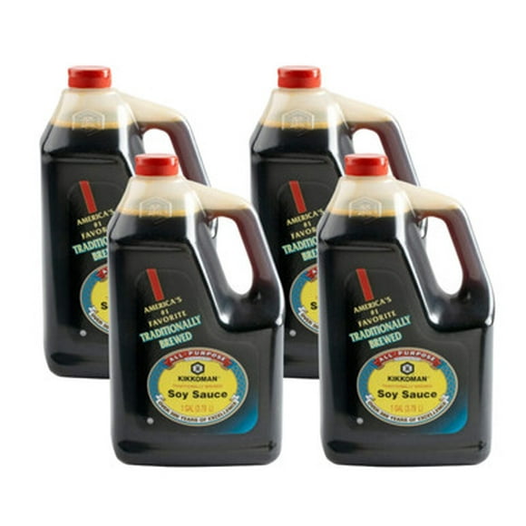 Kikkoman Traditionally Brewed Soy Sauce 1 Gallon Container - 4/Case - Authentic Flavor for Culinary Excellence
