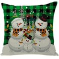 thumbnail image 1 of Funda de almohada navideña con diseño de muñeco de nieve para el hogar, almohada de lino a cuadros rojos, cojín navideño, 1 of 3