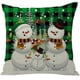 thumbnail image 1 of Funda de almohada navideña con diseño de muñeco de nieve para el hogar, almohada de lino a cuadros rojos, cojín navideño, 1 of 3