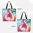 thumbnail image 2 of Honeii Tropical Flamingo Pool Float Print Tote Bag, Reusable Grocery Shopping Bag,Shoulder Bag with Inner Pocket, 2 of 7
