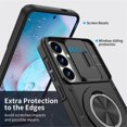 thumbnail image 5 of Rugged Shockproof Phone Cover for Samsung Galaxy S24 5G / Galaxy S25 5G 6.2", Built-in Slide Camera Protector with 360° Rotatable Ring Kickstand,Black, 5 of 8