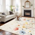 thumbnail image 2 of Large Area Rugs for Living Room Bedroom, Watercolor Wildflowers 5'x8' Rug Washable Carpet Runner Indoor Outdoor, Farmhouse Country Botanical Flowers Non Slip Floor Mats Rug for Kitchen, Bathroom, 2 of 8