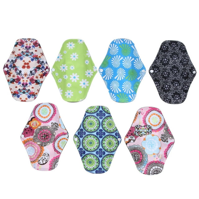 Spptty Serviettes Hygiéniques en Tissu Réutilisables, Serviettes Hygiéniques en Bambou Réutilisables, 7 Pcs Serviettes Hygiéniques en Tissu Réutilisables Serviettes Menstruelles en Bambou Lavables Serviette en Tissu pour Femme m