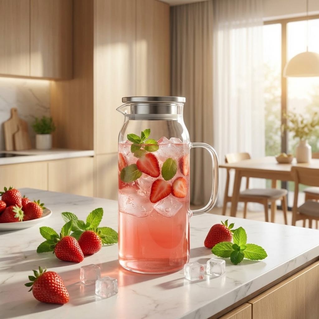 DARZU 2-Liter Glass Pitcher with Lid and Handle photo 3