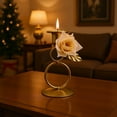 thumbnail image 5 of CuiLiyq Candlestick Holders, Christmas Decorations, Christmas Iron Metal Candlestick with Flower Decor, for Candlelight Dinner Holiday Decoration, 4.92 Inch, 5 of 6