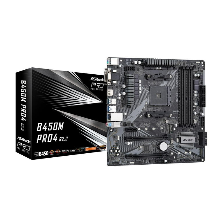 ASRock B450M PRO4 R2.0 AM4 AMD Promontory B450 SATA 6Gb/s ASRock B450M PRO4 R2.0 AM4 AMD Promontory B450 SATA 6Gb/s