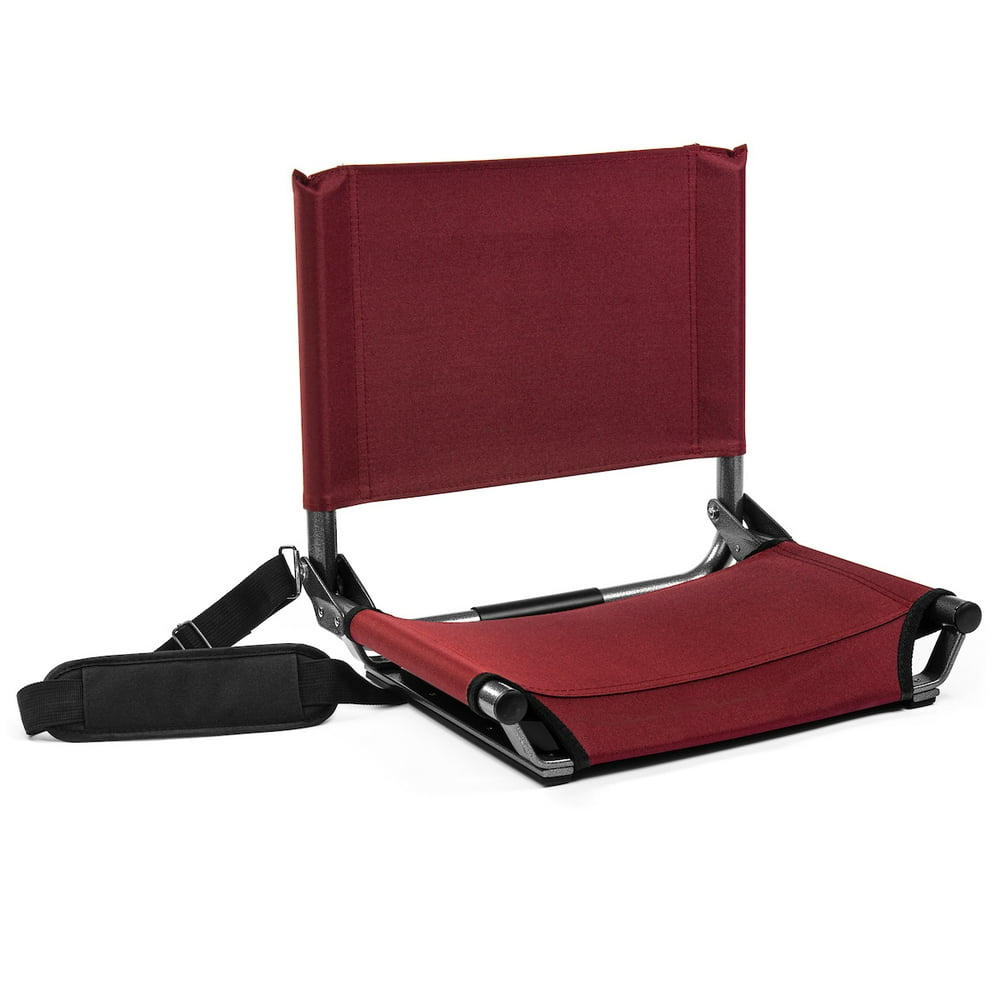 Cascade Mountain Tech Lightweight Folding Portable Stadium Seats with Shoulder Strap - Maroon 