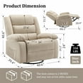 thumbnail image 2 of Lnsenfin Oversized Swivel Rocker Recliner Chair for Adults with Massage for Living Room,Khaki, 2 of 6
