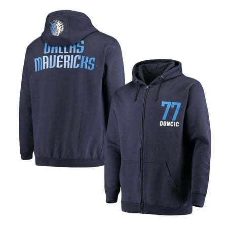 Men's Fanatics Branded Luka Doncic Navy Dallas Mavericks Player Name & Number Full-Zip Hoodie Jacket