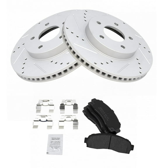 TRQ Front Performance Brake Pad & Rotor Kit Brake Pads Brake Rotors Set Semi-Metallic Premium G-Coated Fits Select 2005-2006 Chevrolet Equinox 2006 Pontiac Torrent 2002-2007 Saturn Vue