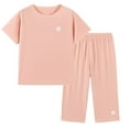 thumbnail image 2 of Bovxnpu Boys Girls Cotton Pajamas Sets, Girls Short Sleeve Top and Pant 2 Piece Loungewear Set, Children's Pajamas Summer Thin Short Sleeve Home Clothing 3-4 Years, 2 of 3