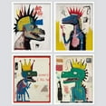 thumbnail image 3 of PixonSign Framed Wall Art, Vintage Retro Antique Basquiat Dinosaur Print, Set of 4 Illustration Wall Decor Prints, Multicolor Contemporary Wall Décor, for Living Room, Bedroom - 12"x16" White, 3 of 5