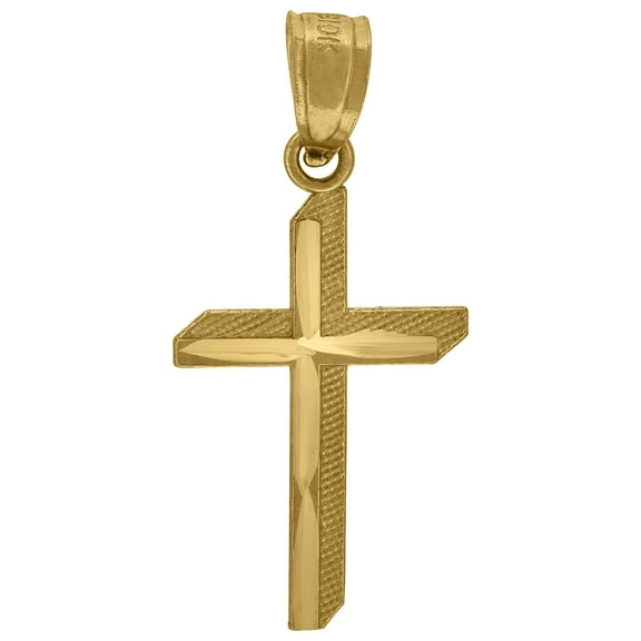 10k Yellow Gold Unisex Cross Religious Charm Pendant Pendant Necklace for Men Women