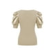 thumbnail image 5 of VISgogo Tops de punto para mujer, manga corta abullonada, cuello profundo, color sólido, fiesta en la calle, camisa envuelta de verano VISgogo moda, 5 of 9