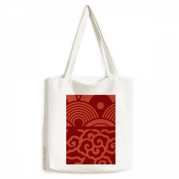 Clouds Waves Pattern Chinese Japanese Style Tote Canvas Bag Shopping Satchel Casual Handbag