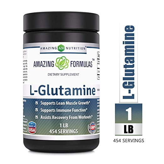 Amazing Formulas Supplément de L-Glutamine - Favorise la Récupération de l'Entraînement, Soutient le Système Immunitaire et l'Entretien des Muscles* (Poudre de 1 Lb)