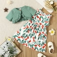 thumbnail image 2 of PatPat Floral Girl Dress Toddler Girl Clothes 2pcs Kid Sleeveless Dress and Short Sleeve Ruffled Cardigan Outfits Set, Gray Green, 4-5 Years, 2 of 7