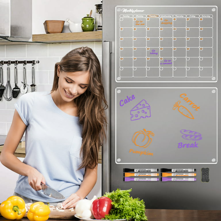 DOLLAR BOSS Magnetic Acrylic Calendar for Fridge 16x12 Clear Dry Erase  Calendar for Refrigerator Reusable Month Planning Calendar Acrylic  Whiteboard