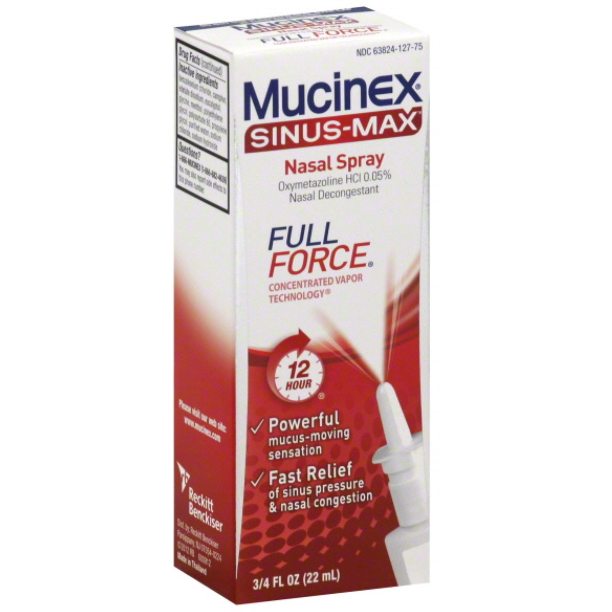Mucinex Sinus-Max Full Force Nasal Spray 0.75 oz (Pack of 3)