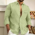 thumbnail image 2 of ZCFZJW Men's Long Sleeve Button Down Shirts Casual Big and Tall Regular Fit Solid Color Cotton Linen Shirts Untucked Beach Shirt with Pockets Army Green M, 2 of 6
