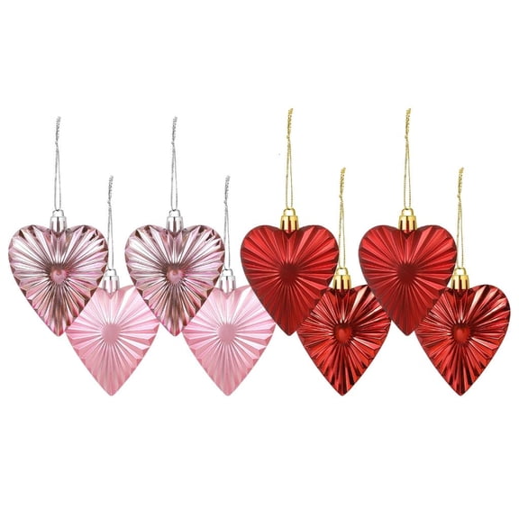 Rvaymup Pack of 8 Heart Shape Baubles Hanging Pendants For Valentine's Day Tree Hanging Decorations Ornaments