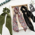 thumbnail image 4 of Fashion Leopard Print Bow Satin Long Ribbon Ponytail Scarf Hair Tie Scrunchies Women Girls Elastic Hair Bands Hair Accessories, 4 of 4