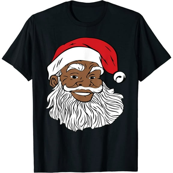 Black Jolly Santa T-Shirt - Fun African American Santa