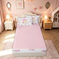 thumbnail image 4 of meiyoeat Girly Bow Alphabet E Zipper Full Size Comforter Sets with Fitted Sheet and 2 Pillowcases for Kids Girls, Fashion Letter Zipper Bedding Set, Pink Golden, Pink Reversible, 4pcs, 4 of 6
