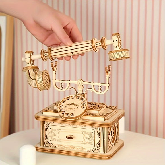 3D Wooden Puzzle Retro Telephone Model Kit - Challenging Brain Teaser, Creative Tabletop Decoration, Unique Gift for Adults, Perfect for Christmas, Birthday, and Special Occasions