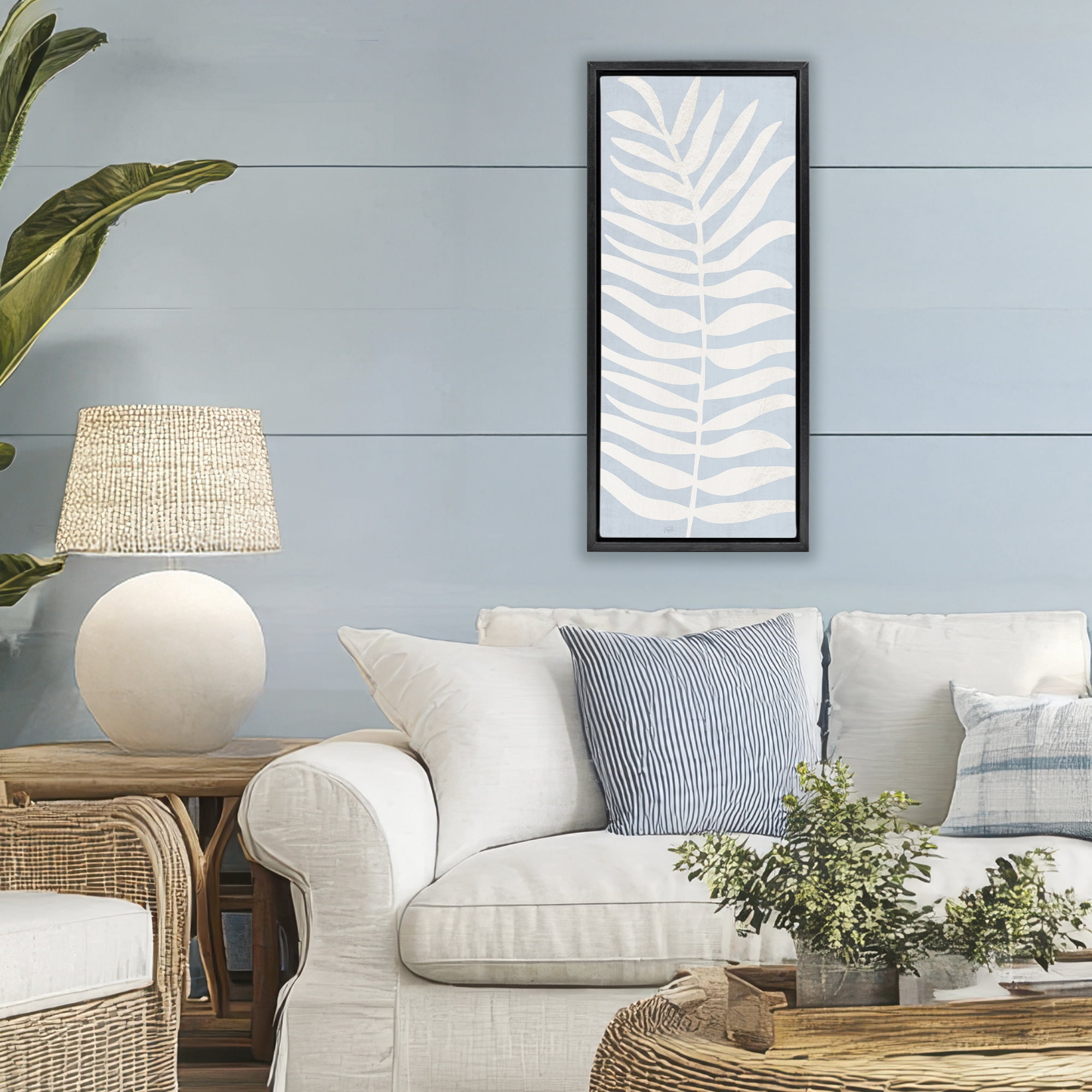 Stupell Industries Minimal Leaf Silhouette Black Framed Floater Canvas Wall Art, design by Natalie Carpentieri