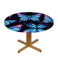 thumbnail image 3 of Nawypu  Blue Wings Big Butterflies Round Fitted Tablecloth with Elastic Protector Table Kitchen Dinner Waterproof Oil-Proof Table Covers, 3 of 7