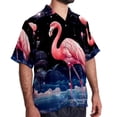 thumbnail image 2 of Starry Sky Flamingo Men's Hawaiian Short Sleeve Printed Button Down Poplin Casual Summer Beach Shirt, Unisex, 2 of 6